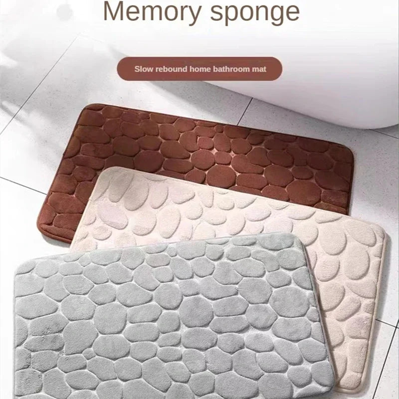 Cobblestone Embossed Bath Mat | Non-Slip & Absorbent | Machine Washable | 40×60cm