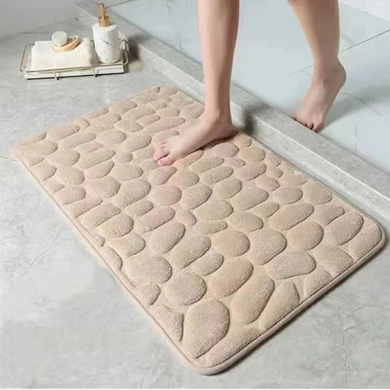 Cobblestone Embossed Bath Mat | Non-Slip & Absorbent | Machine Washable | 40×60cm