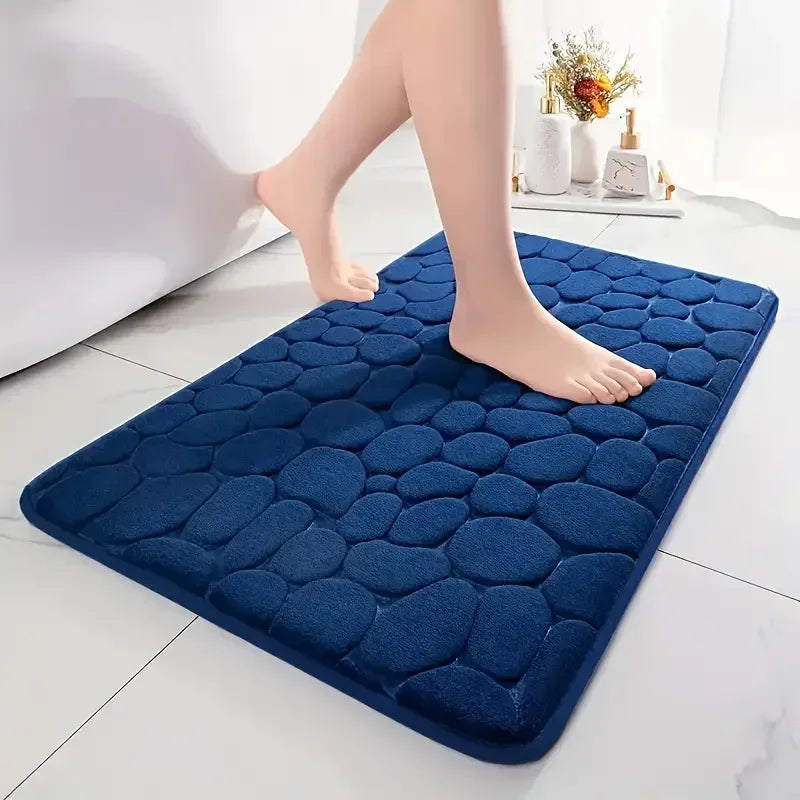 Cobblestone Embossed Bath Mat | Non-Slip & Absorbent | Machine Washable | 40×60cm