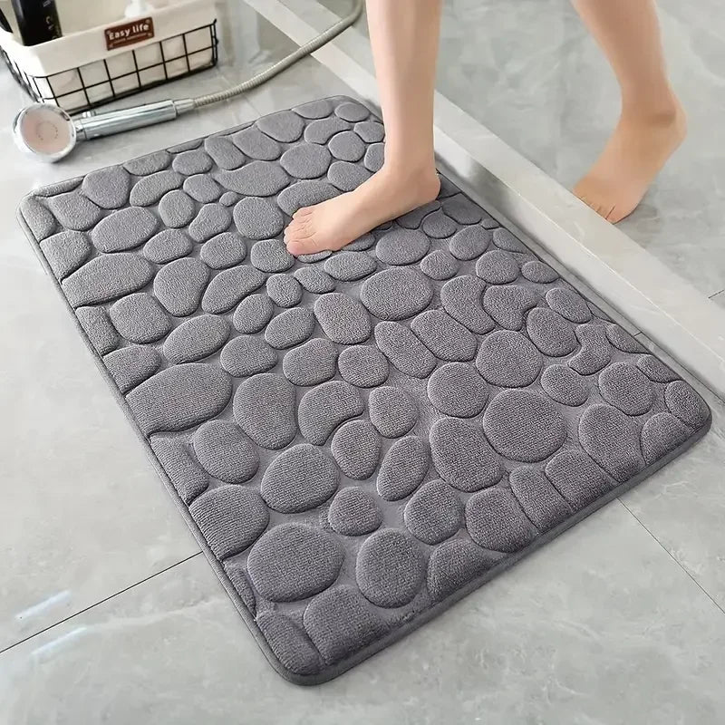 Cobblestone Embossed Bath Mat | Non-Slip & Absorbent | Machine Washable | 40×60cm