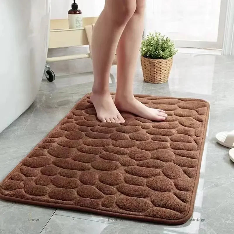 Cobblestone Embossed Bath Mat | Non-Slip & Absorbent | Machine Washable | 40×60cm